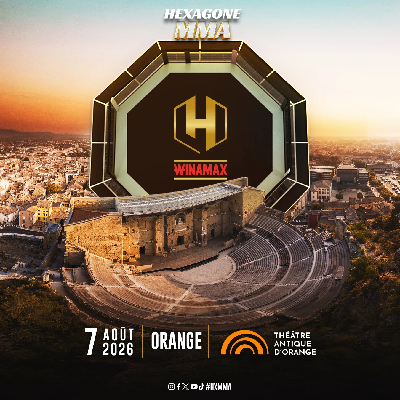 Affiche HEXAGONE MMA au Théâtre Antique d’Orange le 7 août 2026