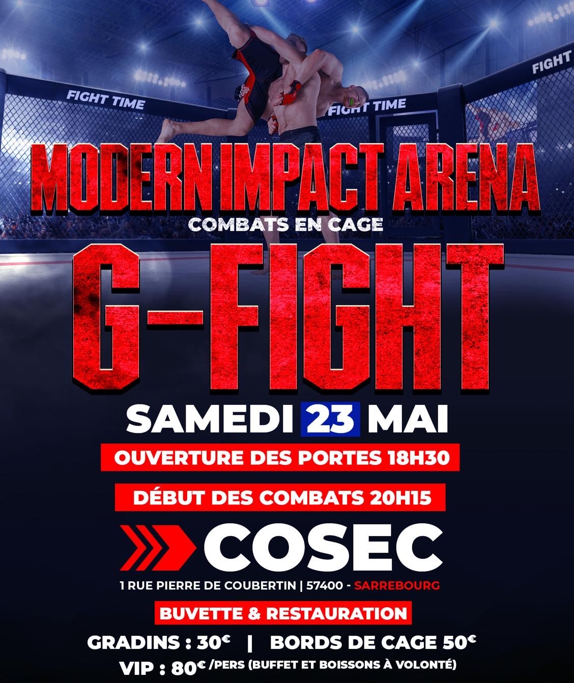 Affiche officielle MODERN IMPACT ARENA G-FIGHT à Sarrebourg le 23 mai 2026