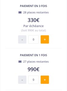 tarifs du camp à Biarritz en août 2026
