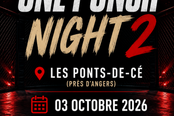 Visuel de présentation de ONE PUNCH NIGHT 2 aux Ponts-de-Cé le 3 octobre 2026 sur le calendrier MMA STORY FRANCE.