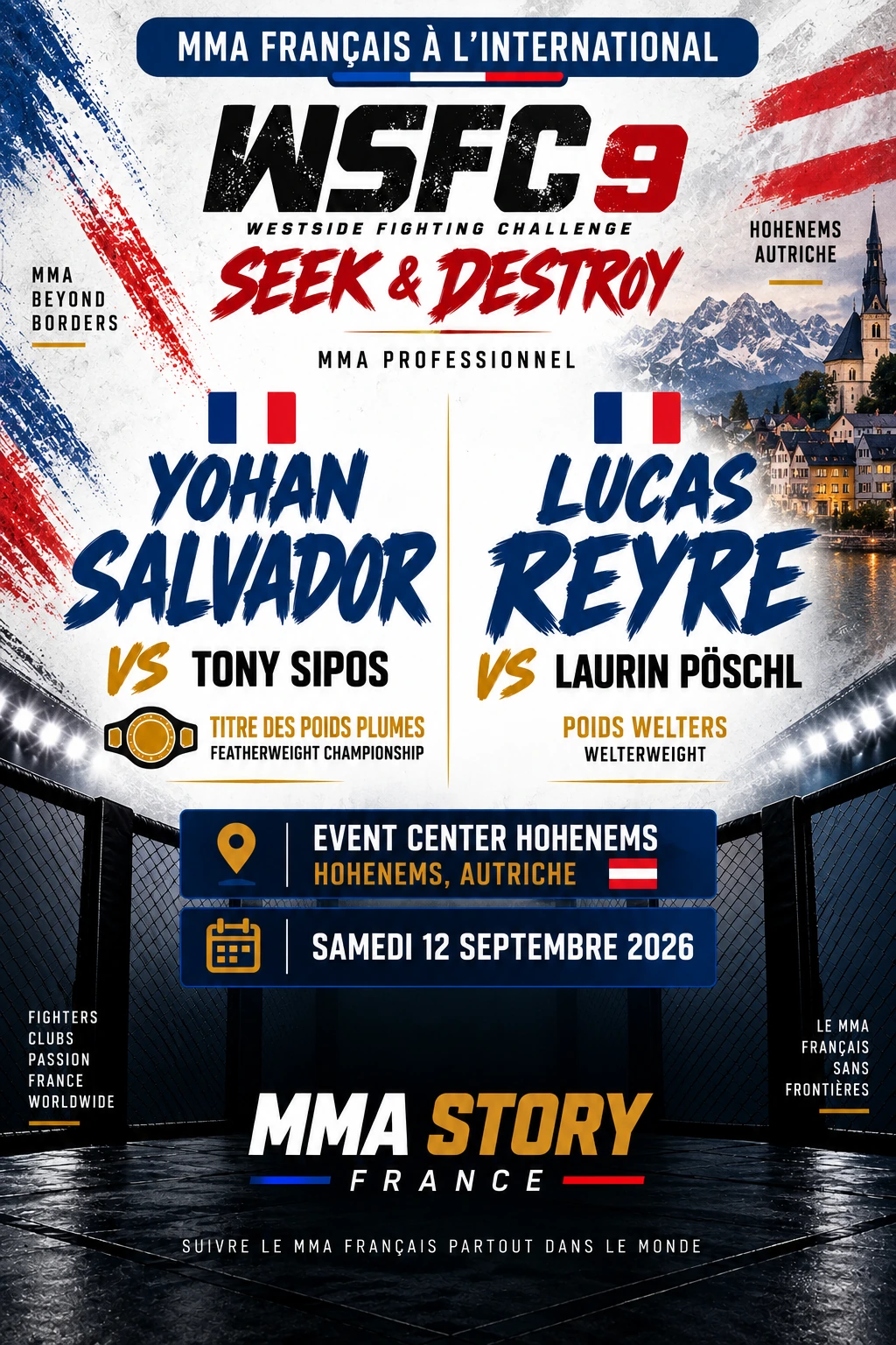 Yohan Salvador et Lucas Reyre combattent au WSFC 9 à Hohenems en Autriche le 12 septembre 2026